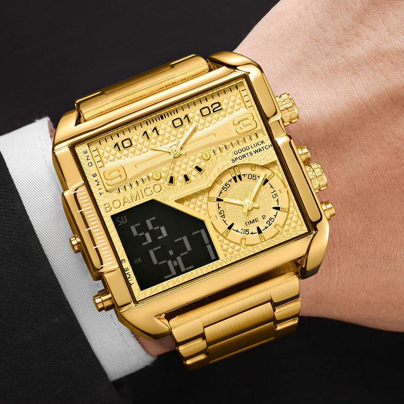 gold sport quartz watch