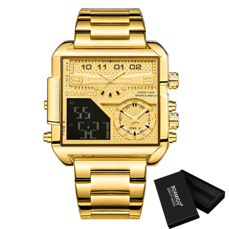 gold sport quartz watch