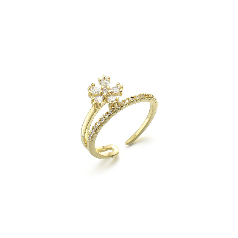Real Gold Plating Bow Zircon Ring for Women