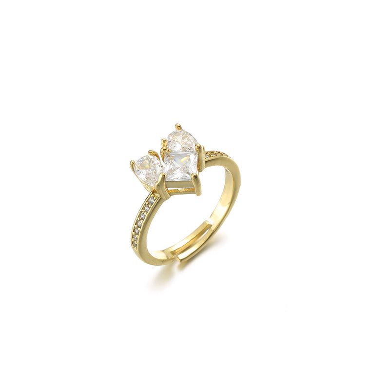 Real Gold Plating Bow Zircon Ring for Women