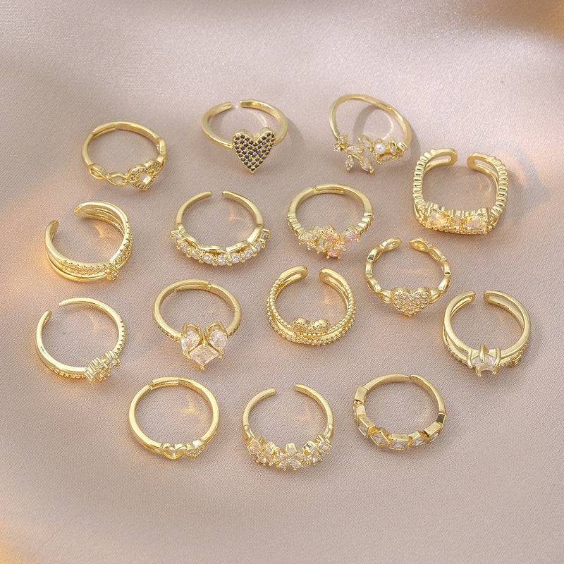 Real Gold Plating Bow Zircon Ring for Women