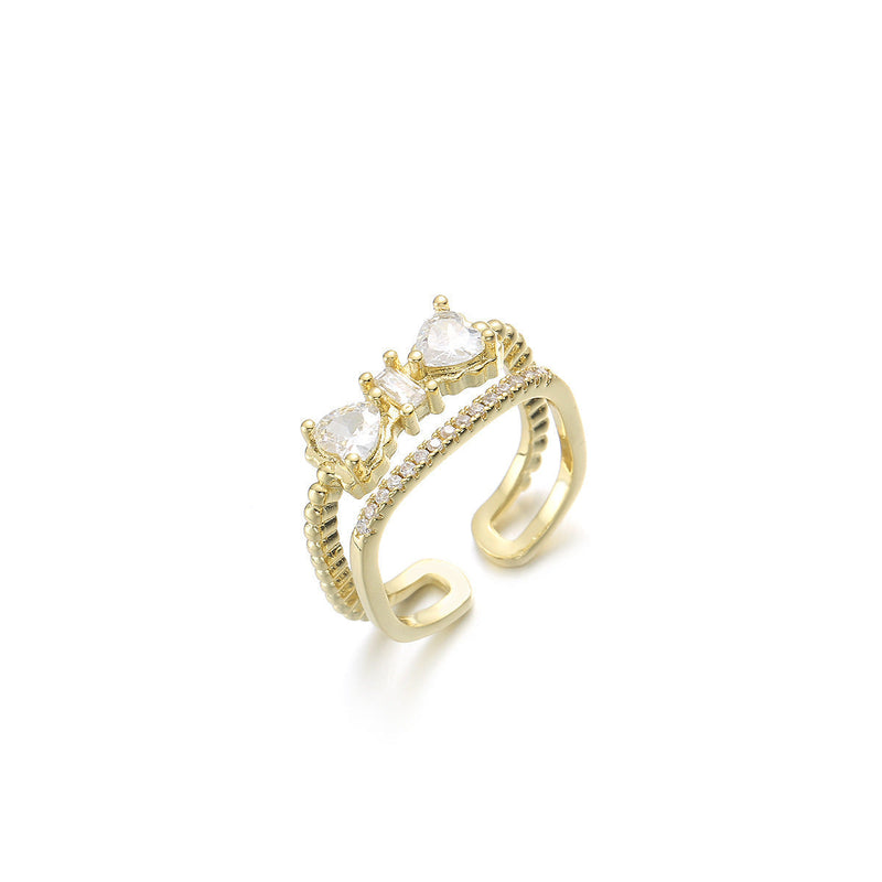 Real Gold Plating Bow Zircon Ring for Women
