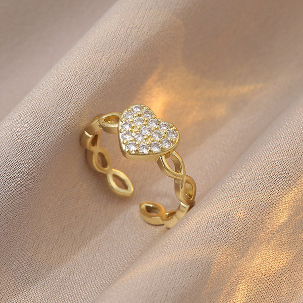 Real Gold Plating Bow Zircon Ring for Women