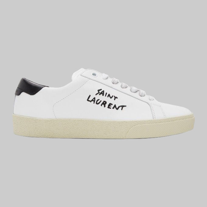 SAINT LAURENT SIGNATURE LOW TOP LUXURY CASUAL SNEAKERS – WHITE / BLACK