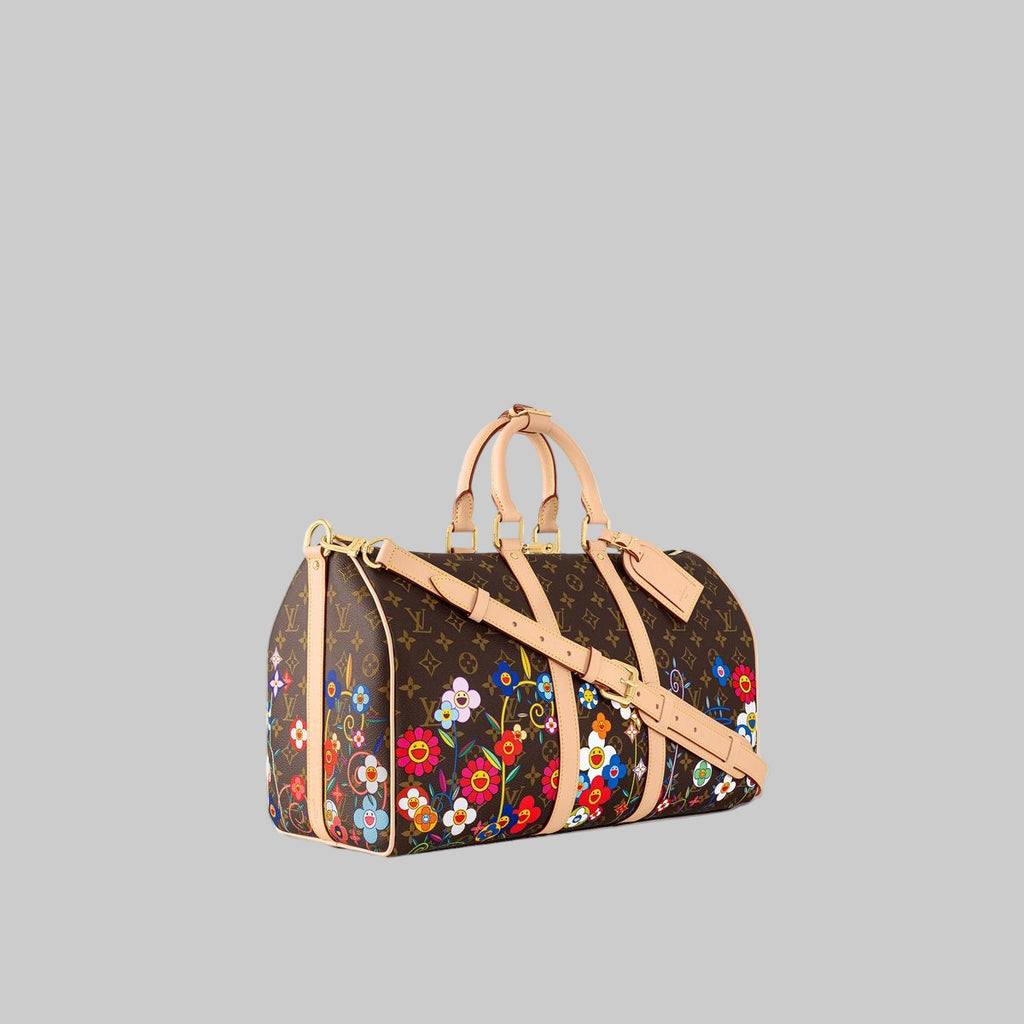 Designer-Inspired Monogram Floral Travel Bag – Premium Leather Weekender