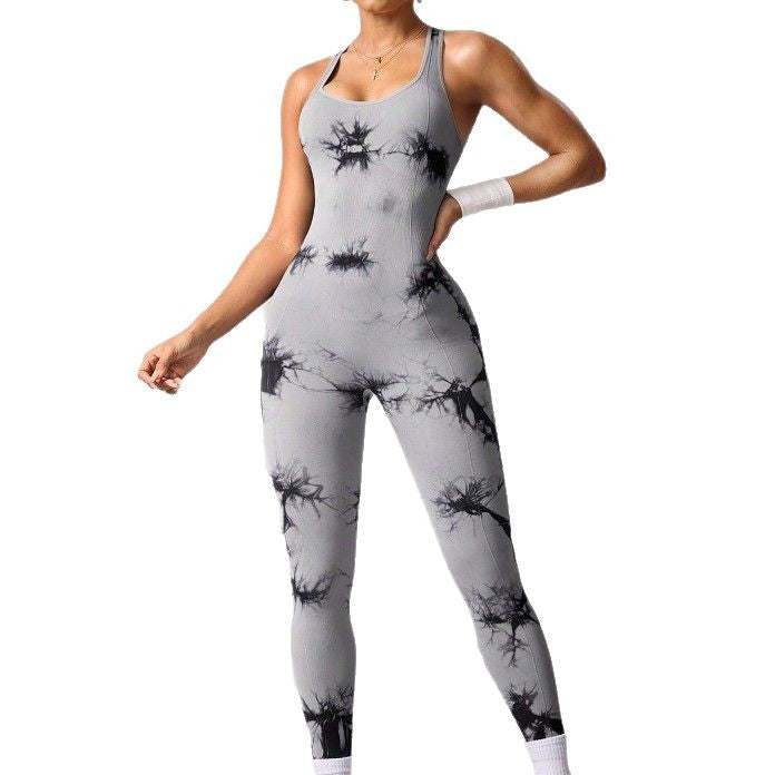 Stretch Tie-Dye Yoga Jumpsuit