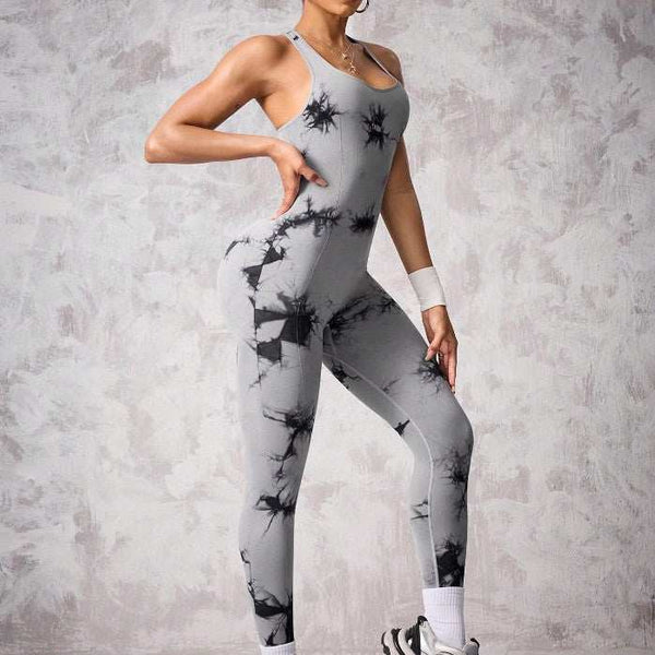 Stretch Tie-Dye Yoga Jumpsuit