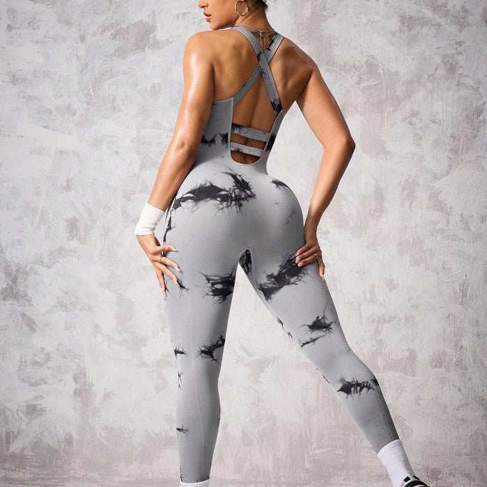 Stretch Tie-Dye Yoga Jumpsuit