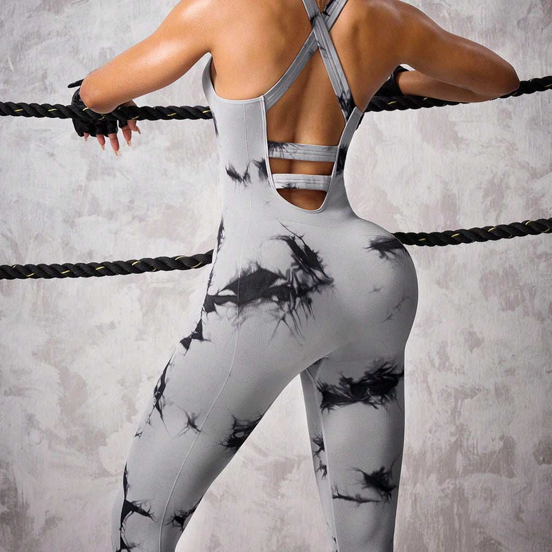 Stretch Tie-Dye Yoga Jumpsuit