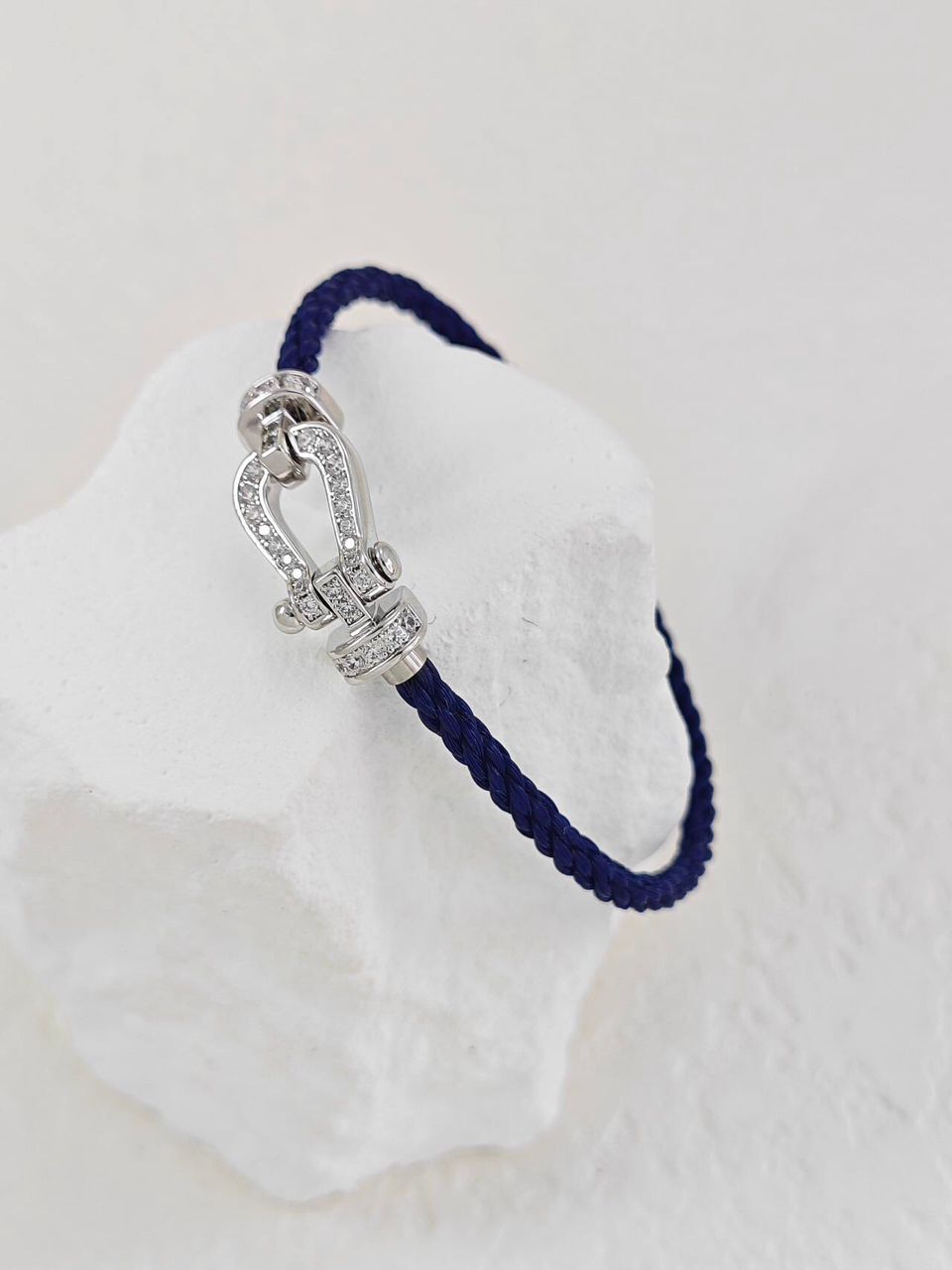 Luxury Braided Navy Rope Bracelet with Silver Clasp – Minimal Unisex Jewelry