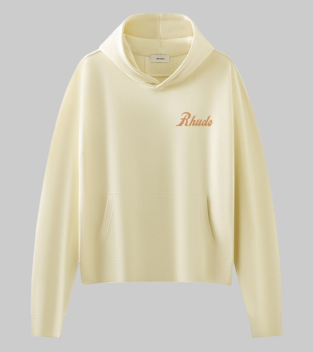 Premium Cream Logo Hoodie – Heavyweight Streetwear Luxury Hoodie