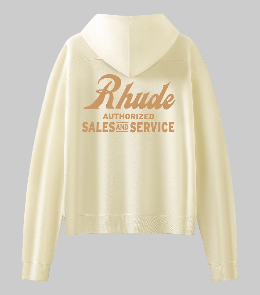 Premium Cream Logo Hoodie – Heavyweight Streetwear Luxury Hoodie