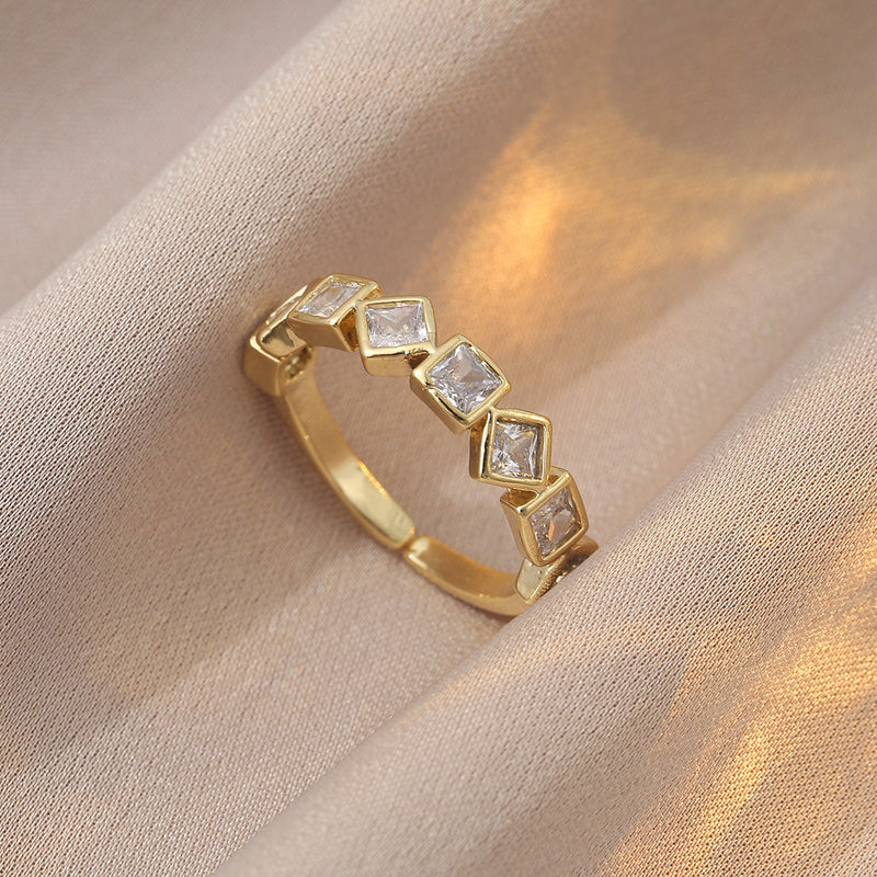 Real Gold Plating Bow Zircon Ring for Women
