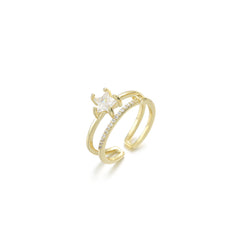 Real Gold Plating Bow Zircon Ring for Women