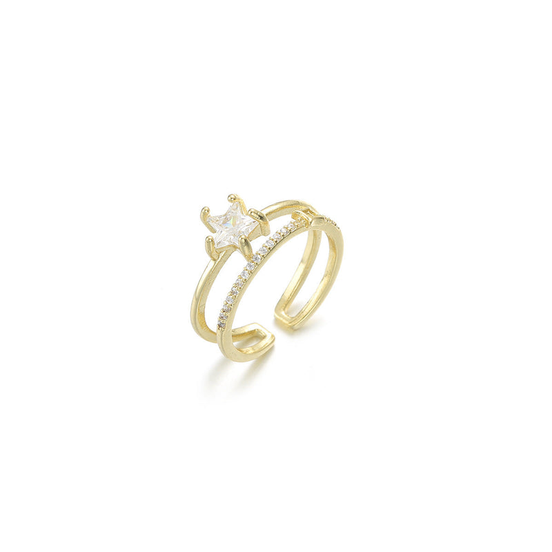 Real Gold Plating Bow Zircon Ring for Women