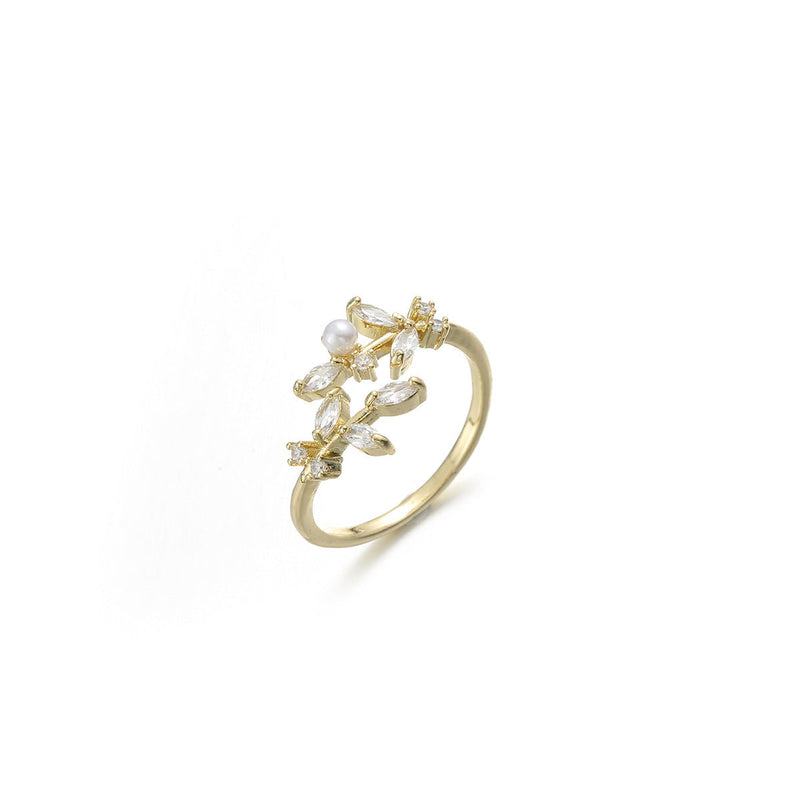 Real Gold Plating Bow Zircon Ring for Women