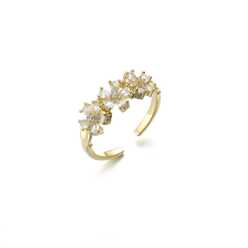 Real Gold Plating Bow Zircon Ring for Women