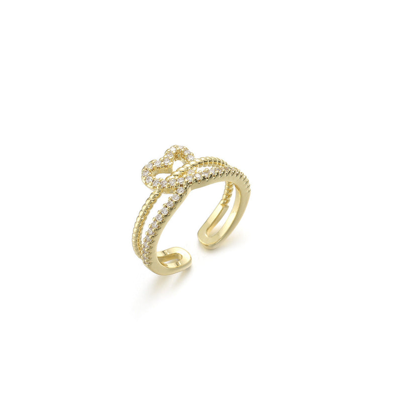 Real Gold Plating Bow Zircon Ring for Women
