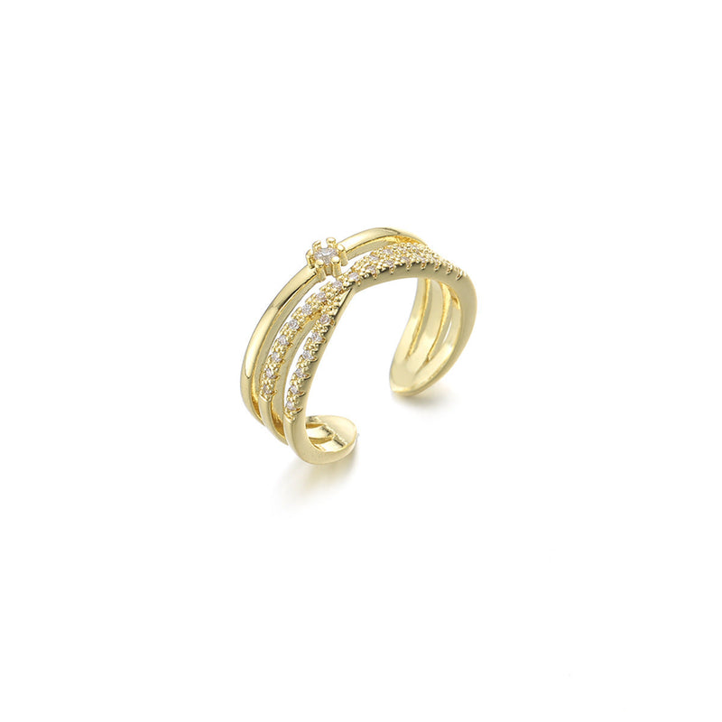 Real Gold Plating Bow Zircon Ring for Women