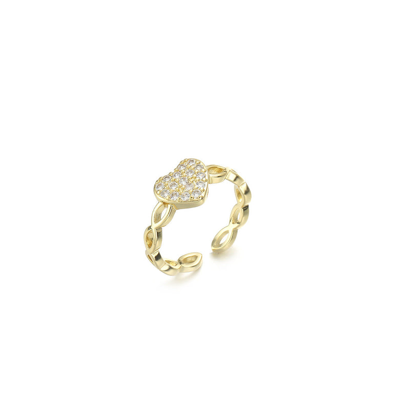 Real Gold Plating Bow Zircon Ring for Women