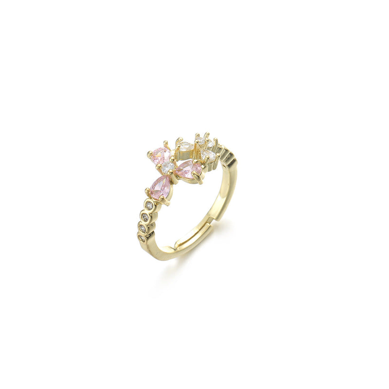 Real Gold Plating Bow Zircon Ring for Women