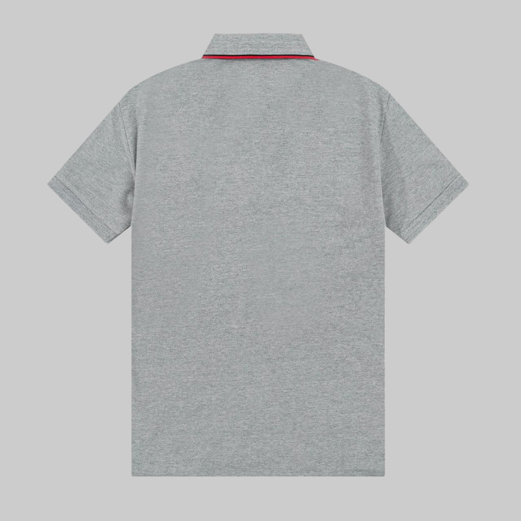 Luxury Cotton Polo Shirt – Grey Classic Fit with Contrast Trim